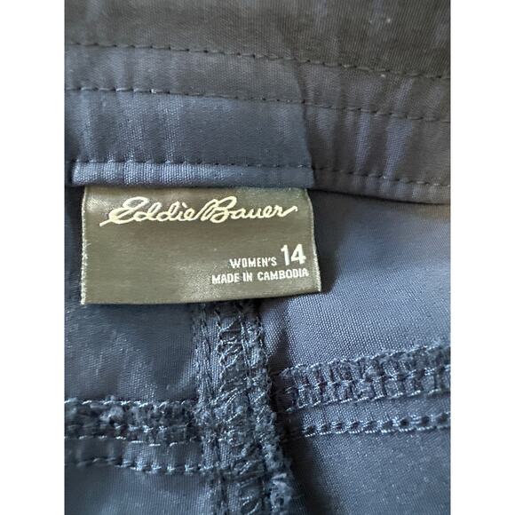 Eddie Bauer Women’s Stretch Bottom Drawstring Capri Pants Size 14 Navy Blue - Picture 4 of 6
